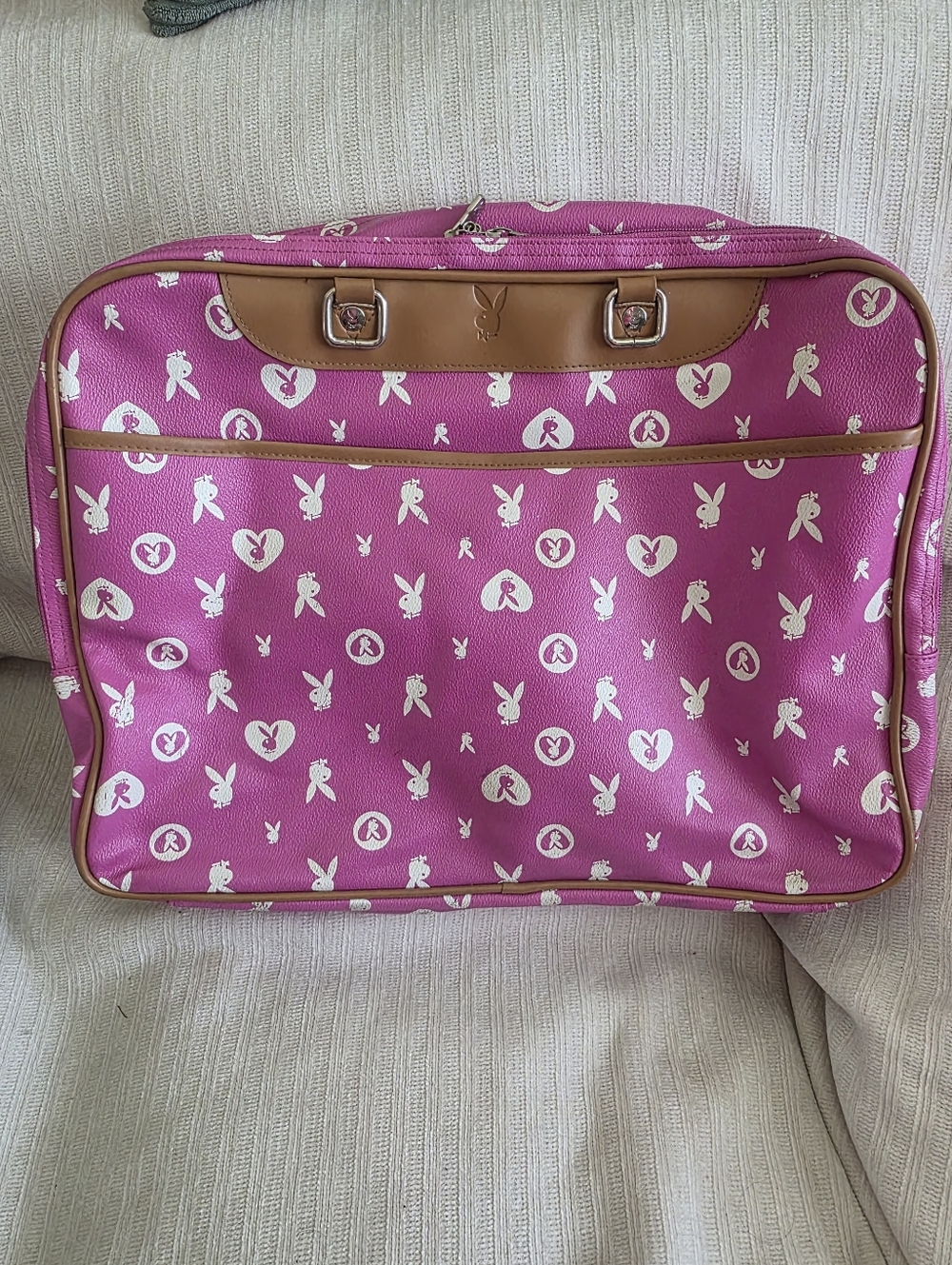 Playboy Pink Travel Tote with Signature Bunny Print